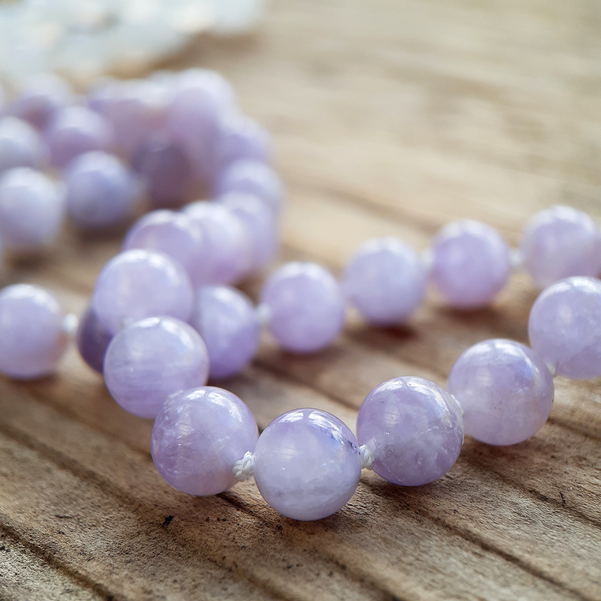 Lavender Jade, Opaque Jade and White Agate Mala Necklace