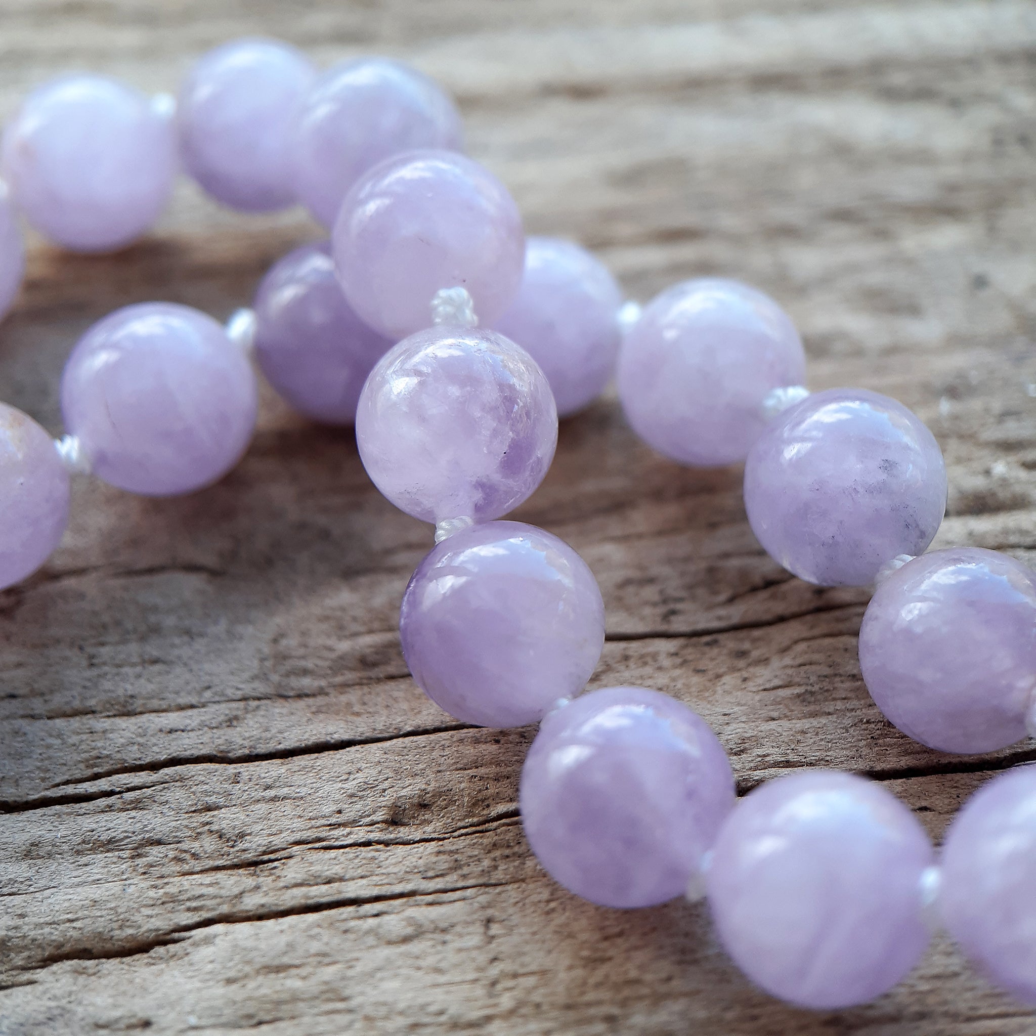 Lavender Jade, Opaque Jade and White Agate Mala Necklace