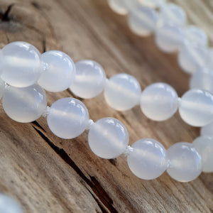 Lavender Jade, Opaque Jade and White Agate Mala Necklace